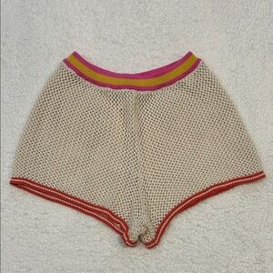 Offline by Aerie Crochet Short size Large Open Knit Cream Pink Yellow Rust